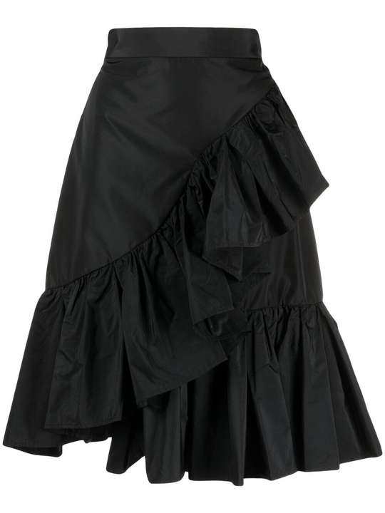 high-waisted ruffle-detail skirt展示图