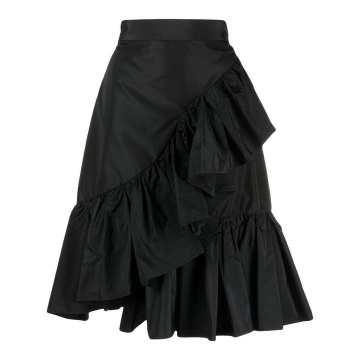 high-waisted ruffle-detail skirt
