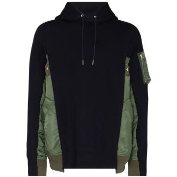 two-tone panelled hoodie