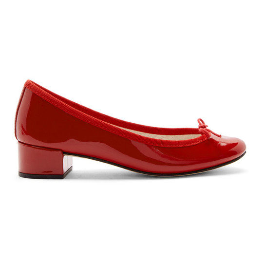 红色 Camille 漆皮芭蕾低跟鞋展示图