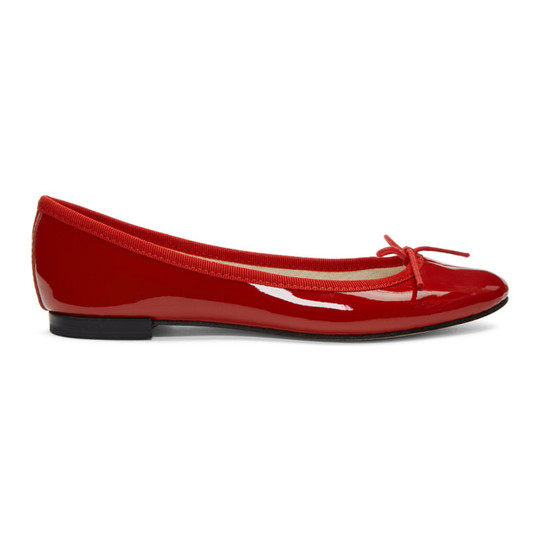 红色 Cendrillon 漆皮芭蕾平底鞋展示图