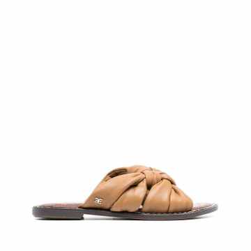 ruched leather sandals