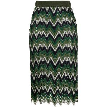 zigzag-pattern pencil skirt