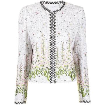 floral-embroidered tweed jacket