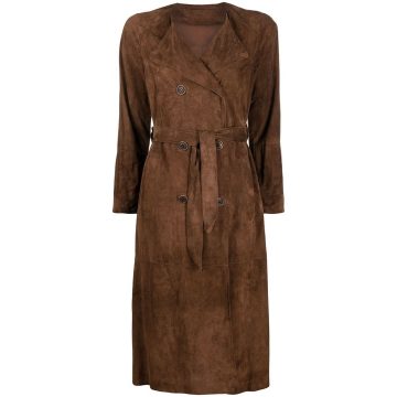suede belted trench coat