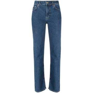 split-cuff high-rise straight-leg jeans