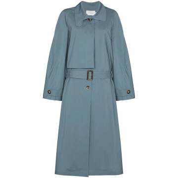 pleated back belted trench coat