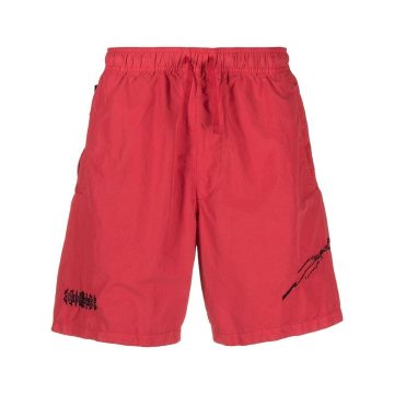 embroidered track shorts