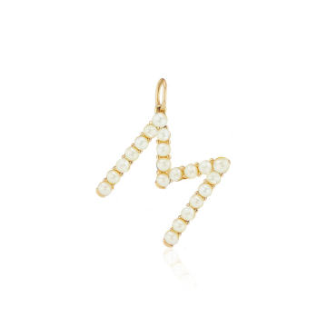 18K Yellow Gold Large Pearl Confetti Letter Necklace