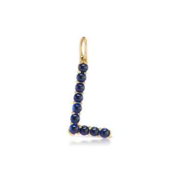 18K Yellow Gold  Large Sapphire Confetti Letter Necklace