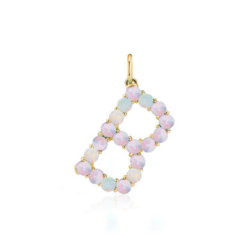 18K Yellow Gold Large Opal Confetti Letter Necklace