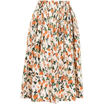 tulip-print pleated skirt