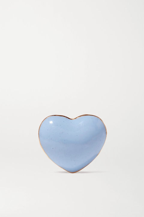 Mini Puffy Heart 14K 黄金搪瓷单只耳钉展示图
