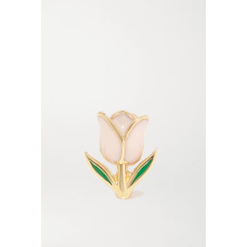 Tulip 14K 黄金搪瓷单只耳钉