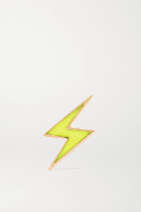 Lightning Bolt 14K 黄金搪瓷单只耳钉展示图