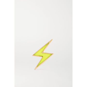 Lightning Bolt 14K 黄金搪瓷单只耳钉