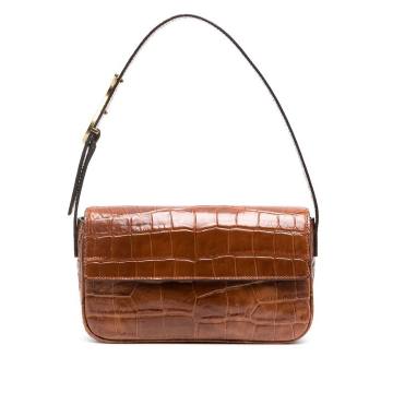 crocodile-effect leather shoulder bag