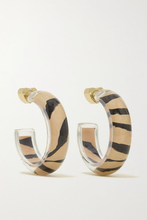 Jelly Tiger 14K 黄金、Lucite、搪瓷耳环展示图