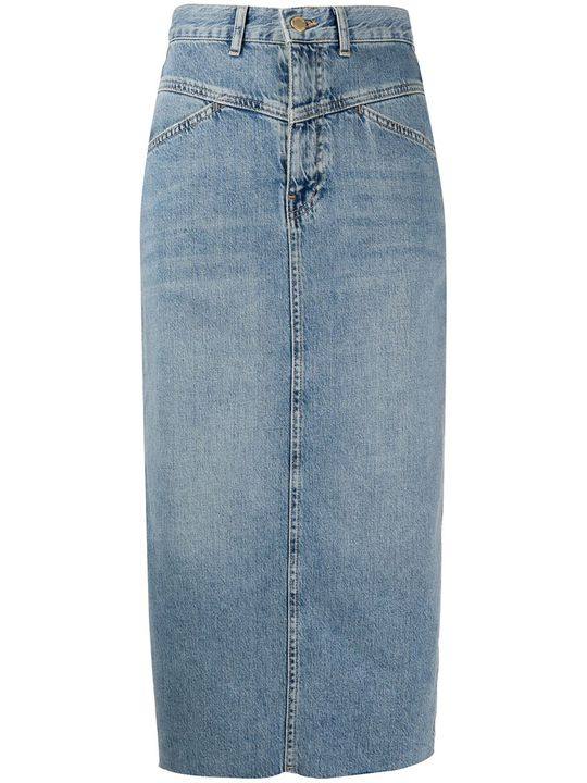 faded mid-length denim skirt展示图