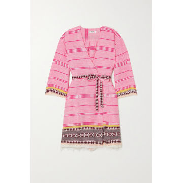 【NET SUSTAIN】Neela 条纹棉质混纺薄纱沙滩袍