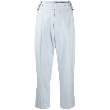 belted-waist tapered trousers