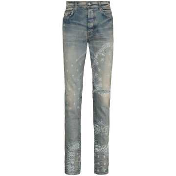 bandana-print distressed-effect jeans