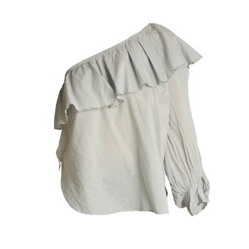 Bergamot one-shoulder cotton-voile top