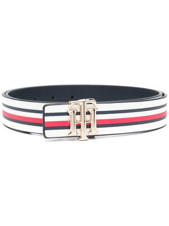 stripe-print buckle belt展示图
