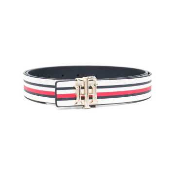 stripe-print buckle belt