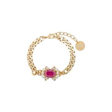 gold-plated crystal and pearl bracelet