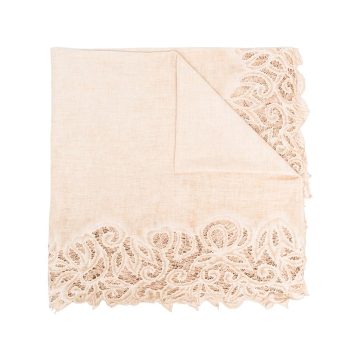 lace-trimmed cotton-blend scarf