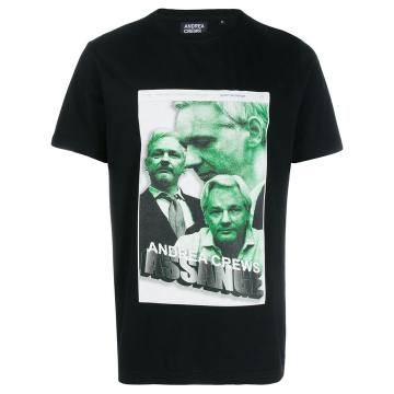 Assange print crew neck T-shirt
