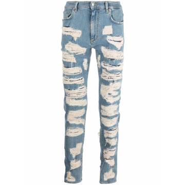 distressed-finish skinny jeans