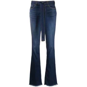 tie-waist flared jeans