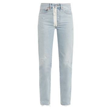 Straight-leg distressed jeans