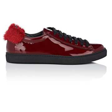 Mink-Fur-Trimmed Patent Leather Sneakers