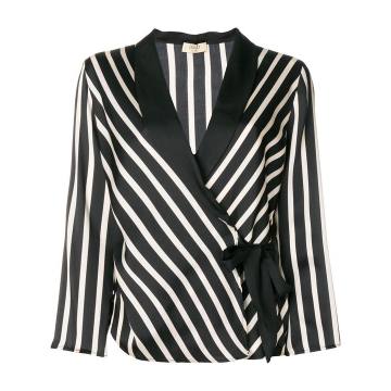 striped print fitted jacket