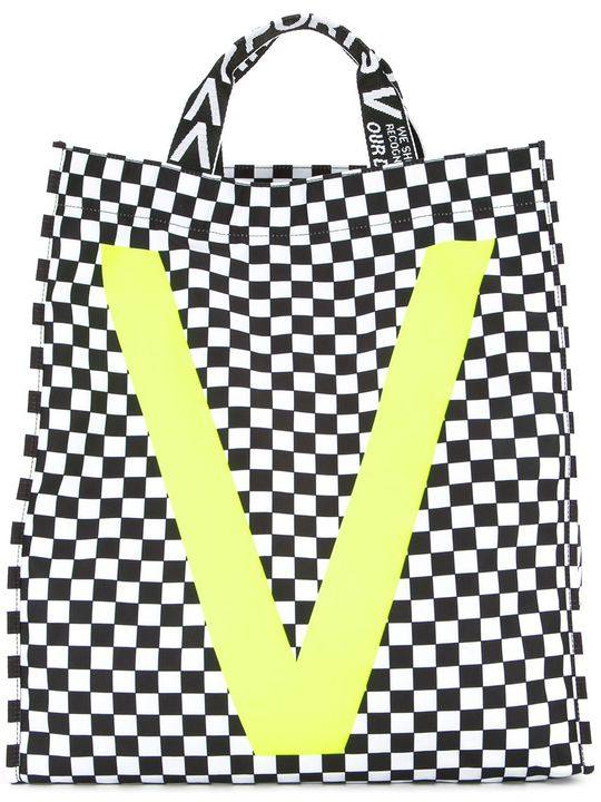 contrast panel checkered shopper tote bag展示图