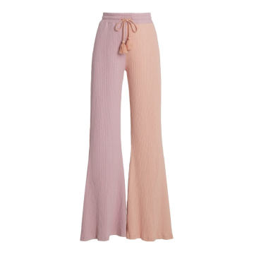 Flored Two-Tone Ribbed-Knit Flared-Leg Pants