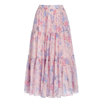Haru Floral Cotton Silk Maxi Skirt