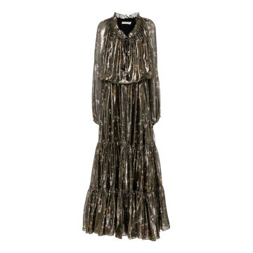 Currie Silk-Blend Long Sleeve Maxi Dress