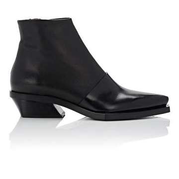 Layered-Leather Ankle Boots