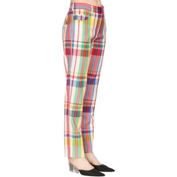 彩虹色格纹羊毛裤子