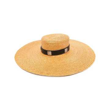 wide-brim straw hat