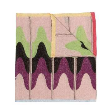 条纹印花针织围巾