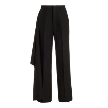 Pleated Cropped Wide-Leg Trousers