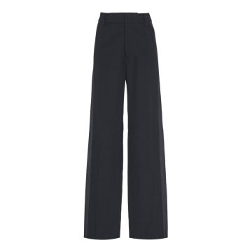 Pleated Crepe Wide-Leg Trousers