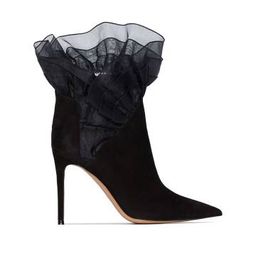 black polly 100 frill suede ankle boots black polly 100 frill suede ankle boots