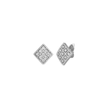 Roman Barocco钻石红宝石18k白金扭结菱形耳环
