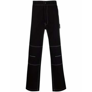 straight contrast-stitch trousers